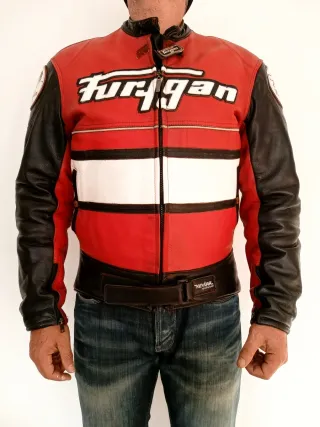 Chaqueta Motera Vintage Furygan Roja y Negra L