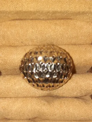 Anillo Plata Dorado Diseño Diamantado