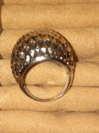 Anillo Plata Dorado Diseño Diamantado