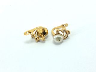pendientes oro 18k con piedra con circonita,perla