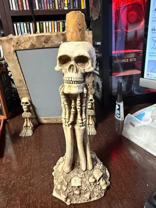 Set Calavera: Portacandele, Figura e Specchio in resina