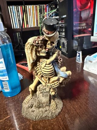 Set Calavera: Portacandele, Figura e Specchio in resina