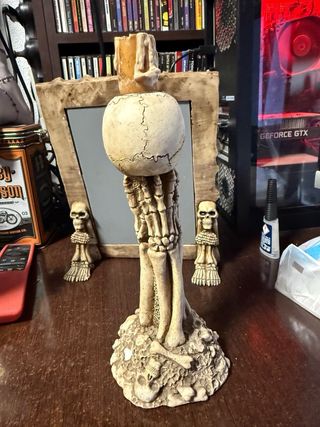 Set Calavera: Portacandele, Figura e Specchio in resina