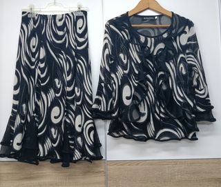 Conjunto vintage H. NADAL falda y blusa L/XL