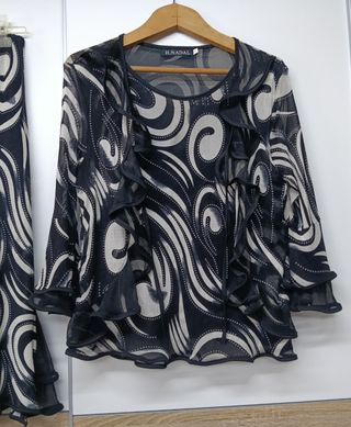 Conjunto vintage H. NADAL falda y blusa L/XL