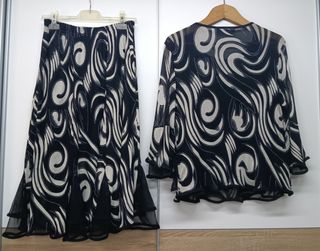 Conjunto vintage H. NADAL falda y blusa L/XL