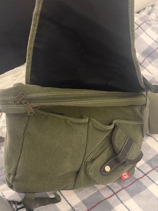 Mochila lona gruesa verde militar