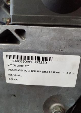 Asx motor volkswagen polo berlina 1.9 diesel 93220