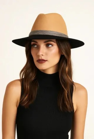 Sombrero beige y negro