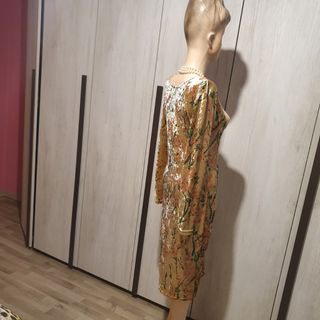 Vestito donna velluto L gold floreale