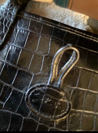 Bolso Longchamp Roseau Piel Negra grabada