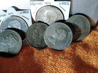6 Monedas 5 Pesetas Alfonso XII 1883
