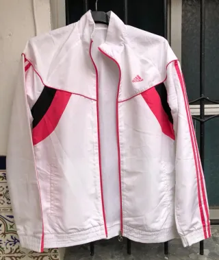 Chaqueta deportiva cortavientos Adidas Blanca y Ro