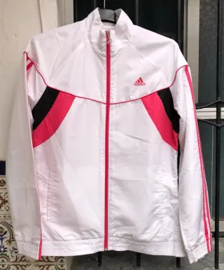 Chaqueta deportiva cortavientos Adidas Blanca y Ro