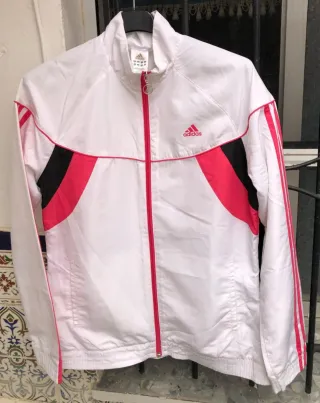 Chaqueta deportiva cortavientos Adidas Blanca y Ro