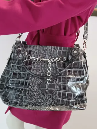 Borsa vera pelle grigia tracolla/spalla