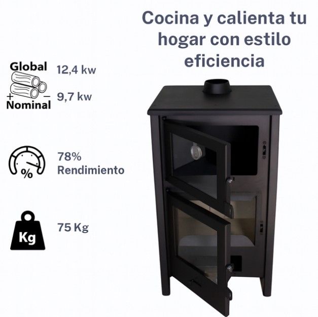 Estufa de Leña con Horno Quartz 12 Kw   MAD211024