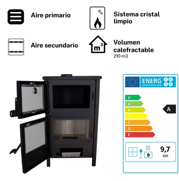 Estufa de Leña con Horno Quartz 12 Kw   MAD211024