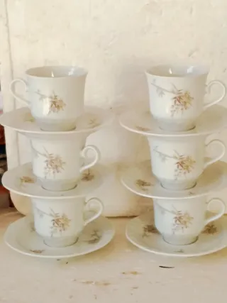 Servizio 6 Tazze Porcellana con Piattini