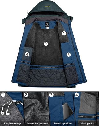 Chaqueta de Esquí Impermeable de Montaña para Hombre Abrigo de Invierno