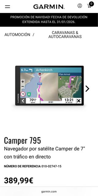 Navegador GPS Garmin Camper 795