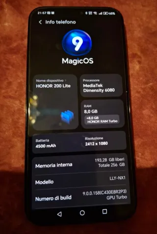 Honor 200 Lite 5G 256GB Nero