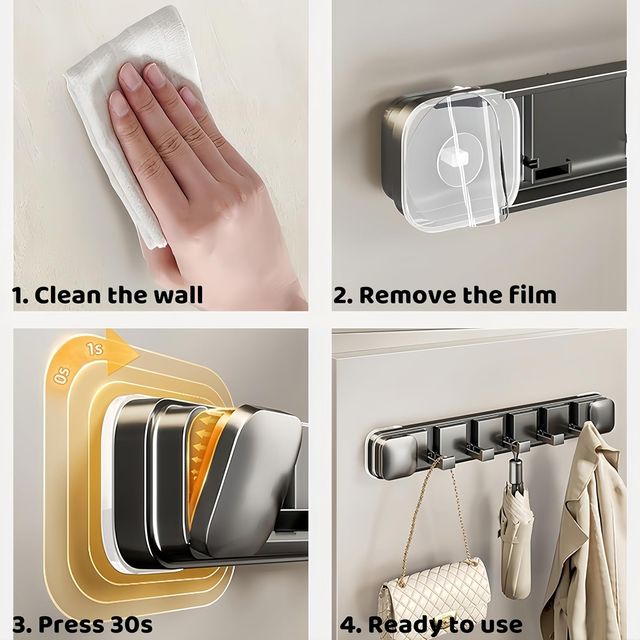 Perchero plegable sin necesidad de taladrar, perchero con ventosa