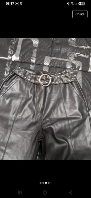 Pantaloni ecopelle felpati