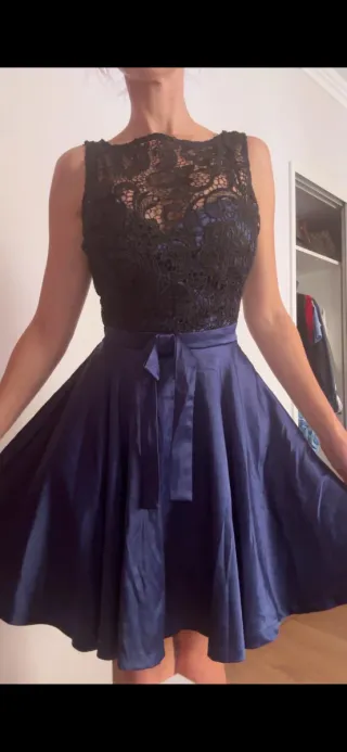 Vestido fiesta negro y azul