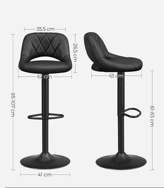 SONGMICS Sgabelli da Bar, Set di 2, Sedie da Cucina con Struttura in Metallo Stabile e Rivestimento in Similpelle, Poggiapiedi, Altezza Seduta Regolabile, Montaggio Semplice, Stile Vintage