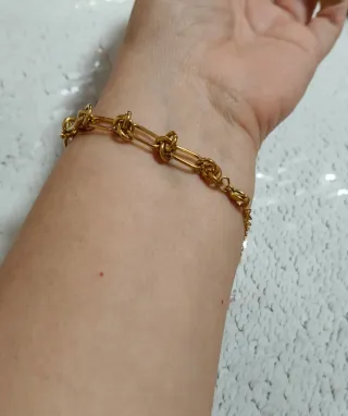 Pulsera Eslabones Nudos Dorado Acero inoxidable