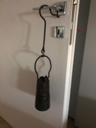 Lampada minatore antica di bronzo