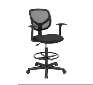 SONGMICS Poltrona da Ufficio Sedia in Tela Sgabello con Poggiapiedi Sedia per Ufficio