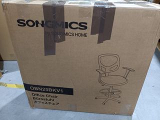 SONGMICS Poltrona da Ufficio Sedia in Tela Sgabello con Poggiapiedi Sedia per Ufficio