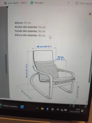 Mecedora Ikea Madera Blanca. Muy cómoda