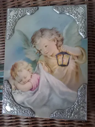 Quadretto angeli con bordo argento