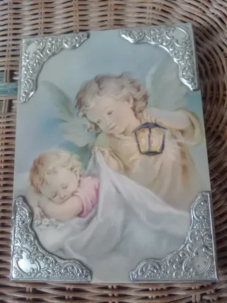 Quadretto angeli con bordo argento