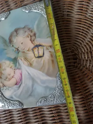 Quadretto angeli con bordo argento