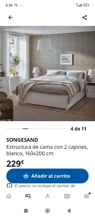 Cama Songesand Ikea 160x200 con cajones