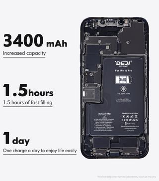 Batteria iPhone 15 PRO DEJI 3400mAh ad alta capacità