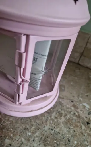 Portacandele Ikea rosa metallo e vetro