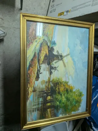 Quadro S. Langella Paesaggio Mulini a Vento tela