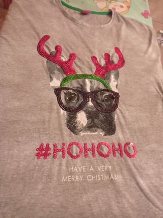 Camiseta Navidad Perro con Cuernos y Gafas