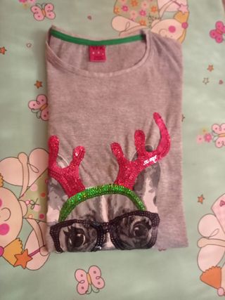 Camiseta Navidad Perro con Cuernos y Gafas