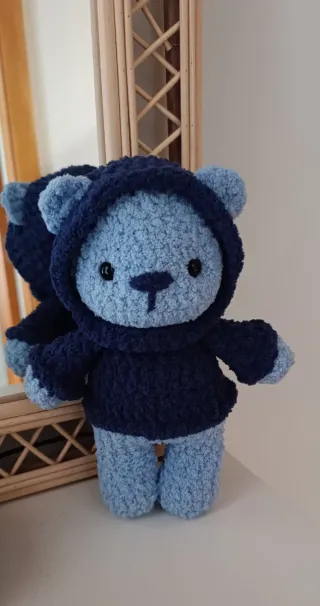 Ursinho amigurumi - Blue crochet Teddy bear