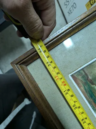 Quadro P. Viscovo 1973 persona tra i palazzi tela