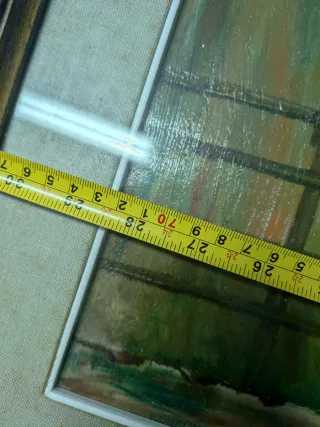 Quadro P. Viscovo 1973 persona tra i palazzi tela