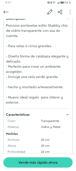 Portacandele Shabby Chic in Vetro e Corda