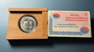 3 Euros Plata Proof Descubrimiento Tierra Firme