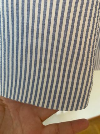 Americana Mango rayas azul y blanco